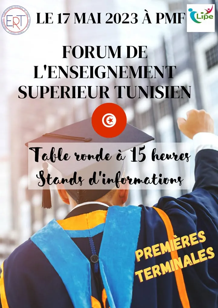 Affiche du forum de l'enseignement supérieur tunisien du 17/05/2023 au lycée Pierre-Mendès-France